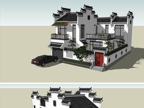 精品現代中式風格小別墅SU模型設計圖下載與解析